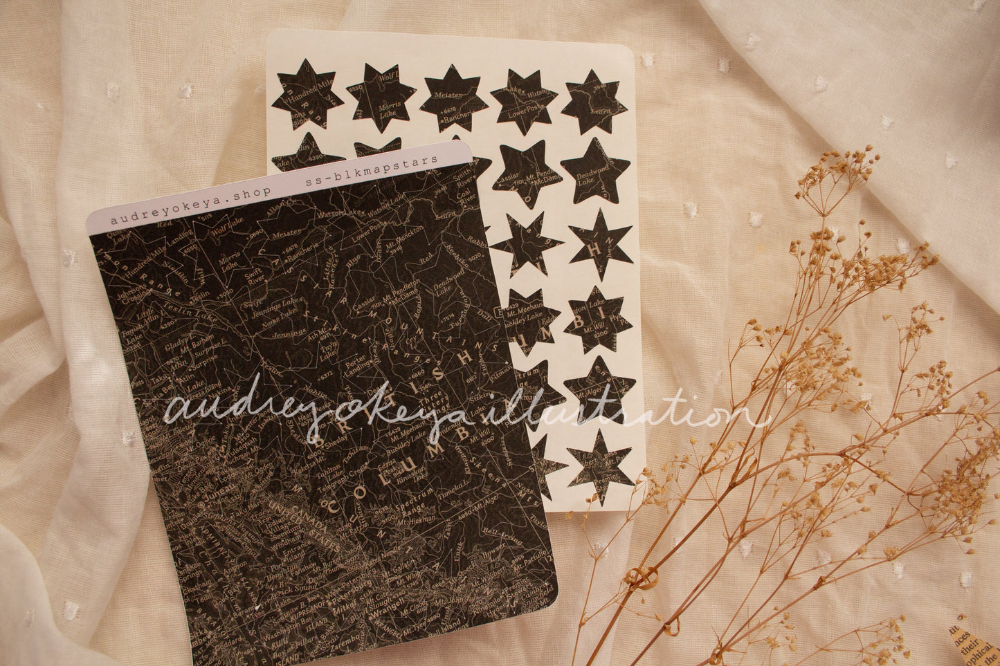 Aesthetic Kraft Stars | Map Stamps | Map stars Textures Sticker Sheets - 3 Diff Kinds!
