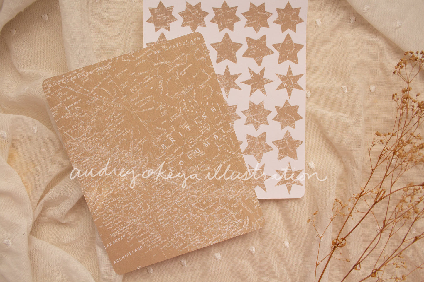 Aesthetic Kraft Stars | Map Stamps | Map stars Textures Sticker Sheets - 3 Diff Kinds!