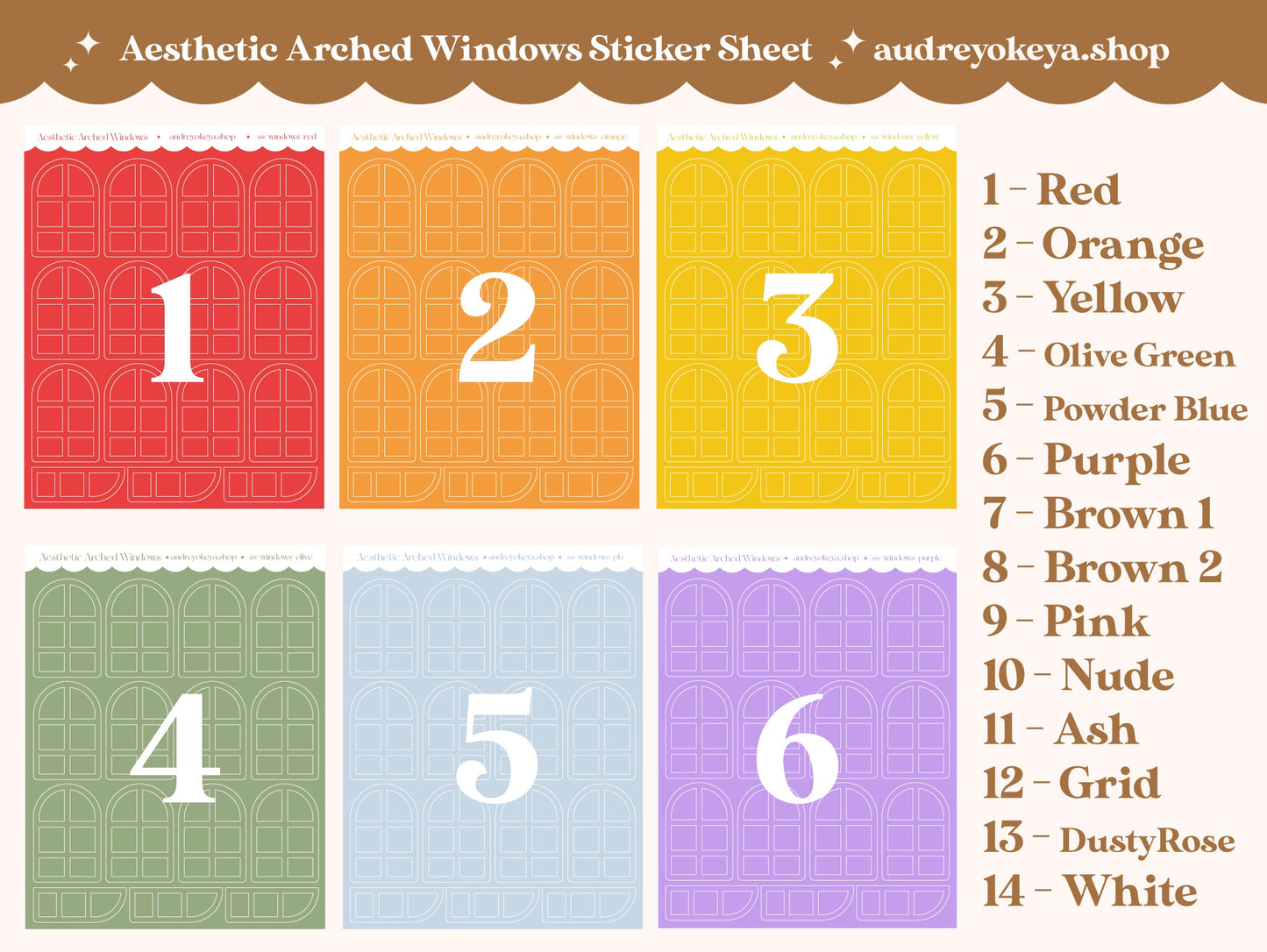 Aesthetic Windows Sticker Sheets | 14 Different Colors