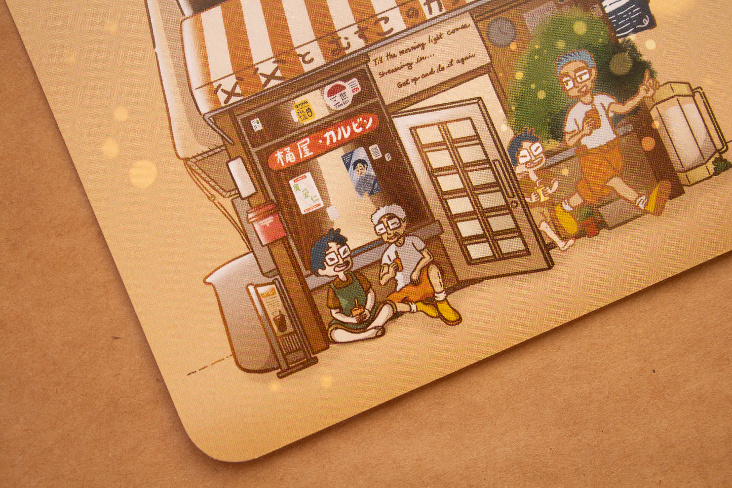 Father and Son Ice Coffee Cafe Art Print