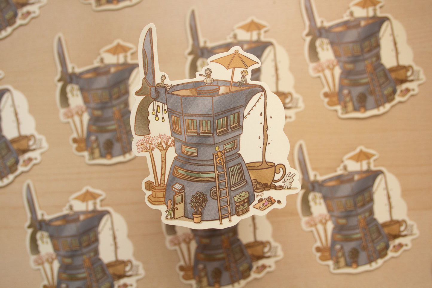 Coffee Hot Spring Waterproof Vinyl Sticker