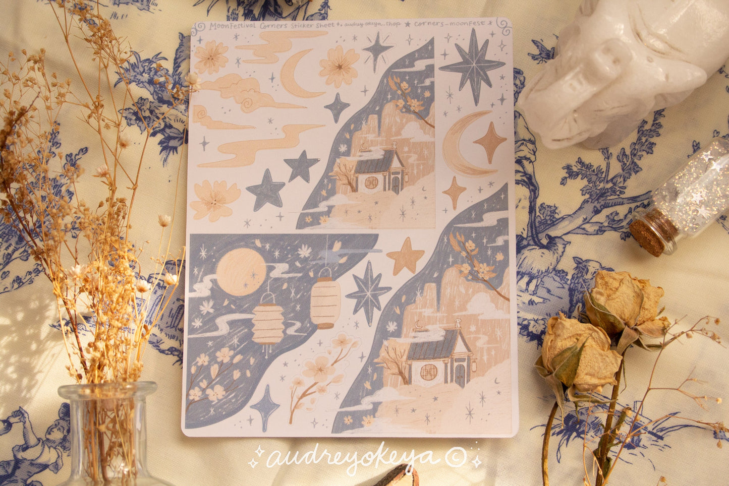 Mid Autumn Moon Lantern Festival Sticker Sheets & Corner Stickers