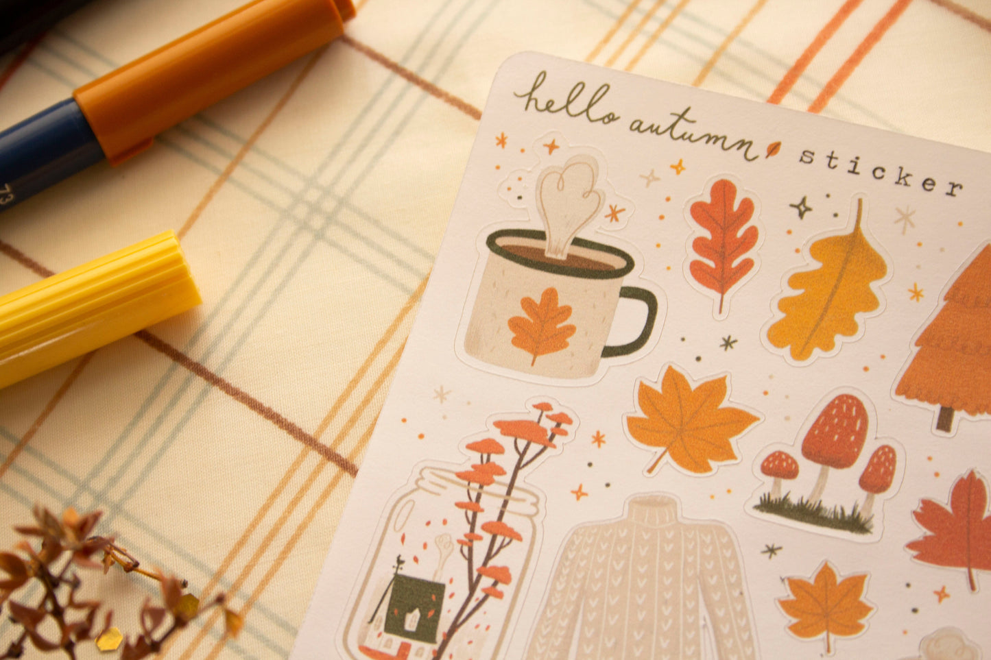 Hello Autumn Fall Sticker Sheet