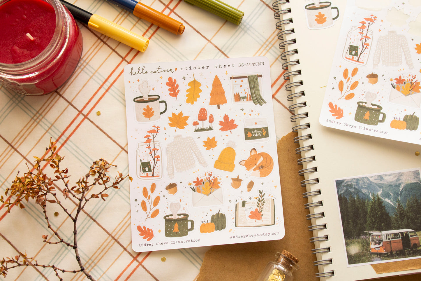 Hello Autumn Fall Sticker Sheet