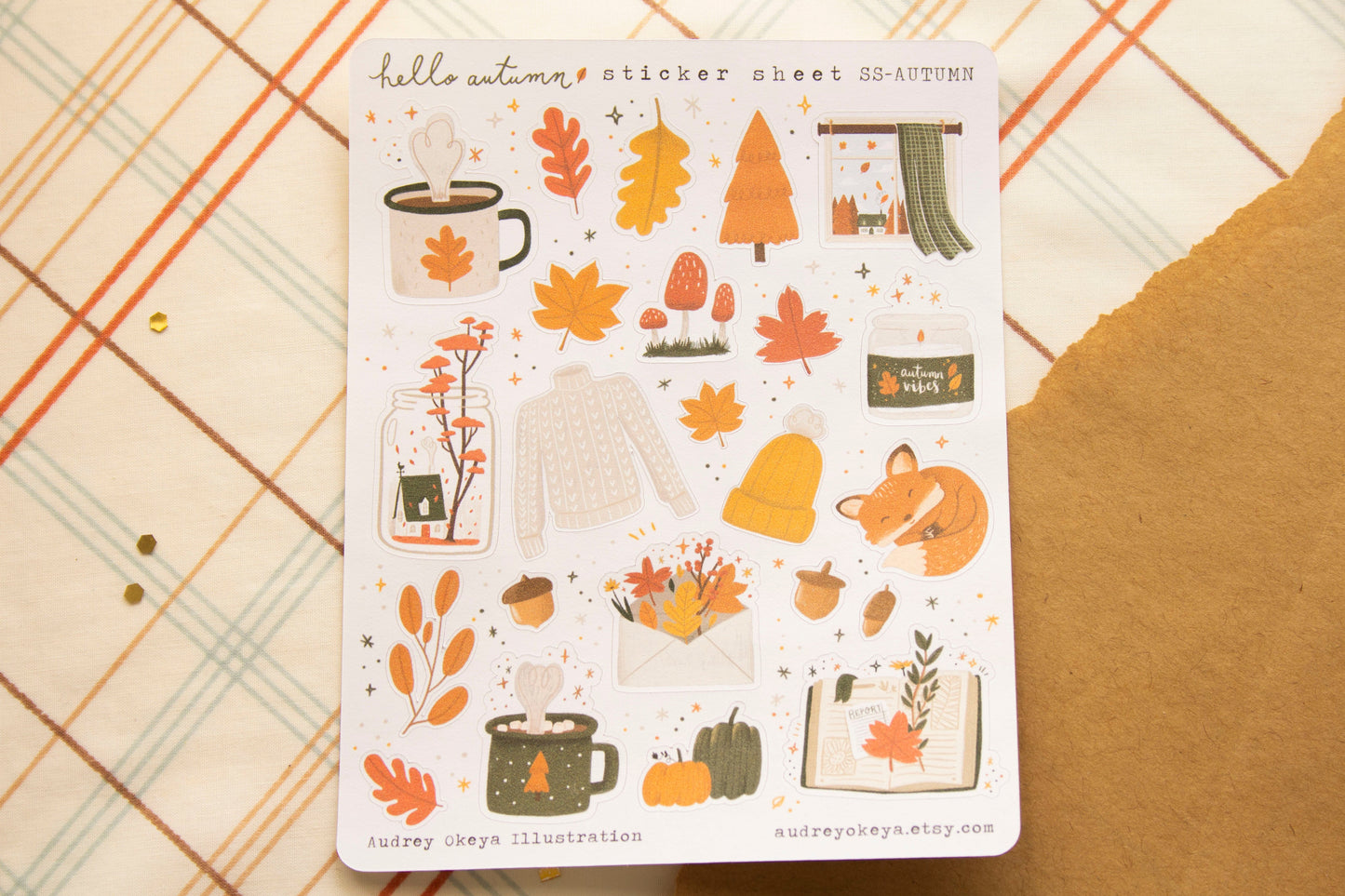 Hello Autumn Fall Sticker Sheet