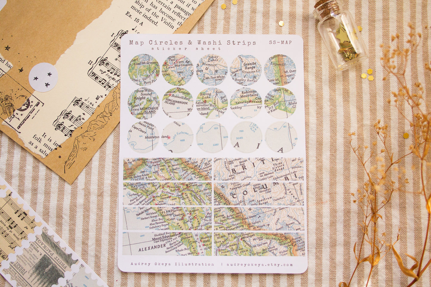 Ephemera Stamps & Maps Sticker Sheets