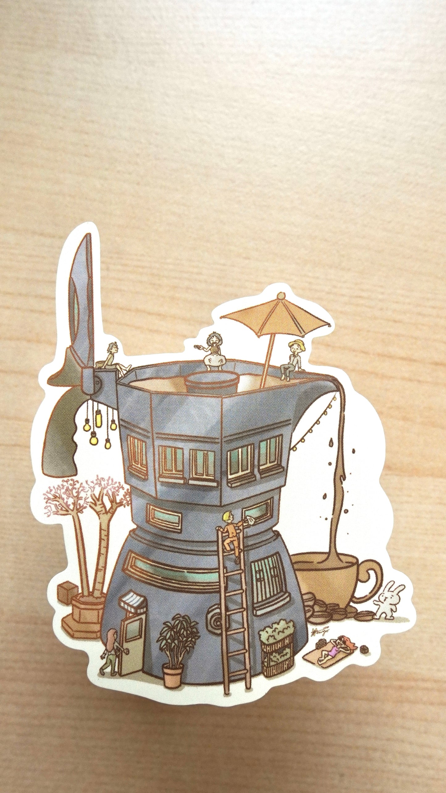 Coffee Hot Spring Waterproof Vinyl Sticker
