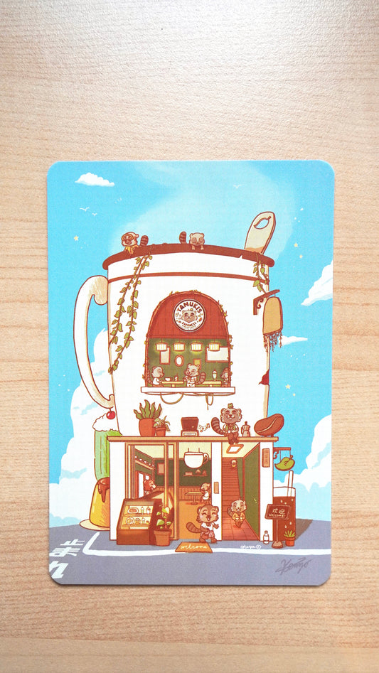 Tanuki Café Print (4x6 Print)