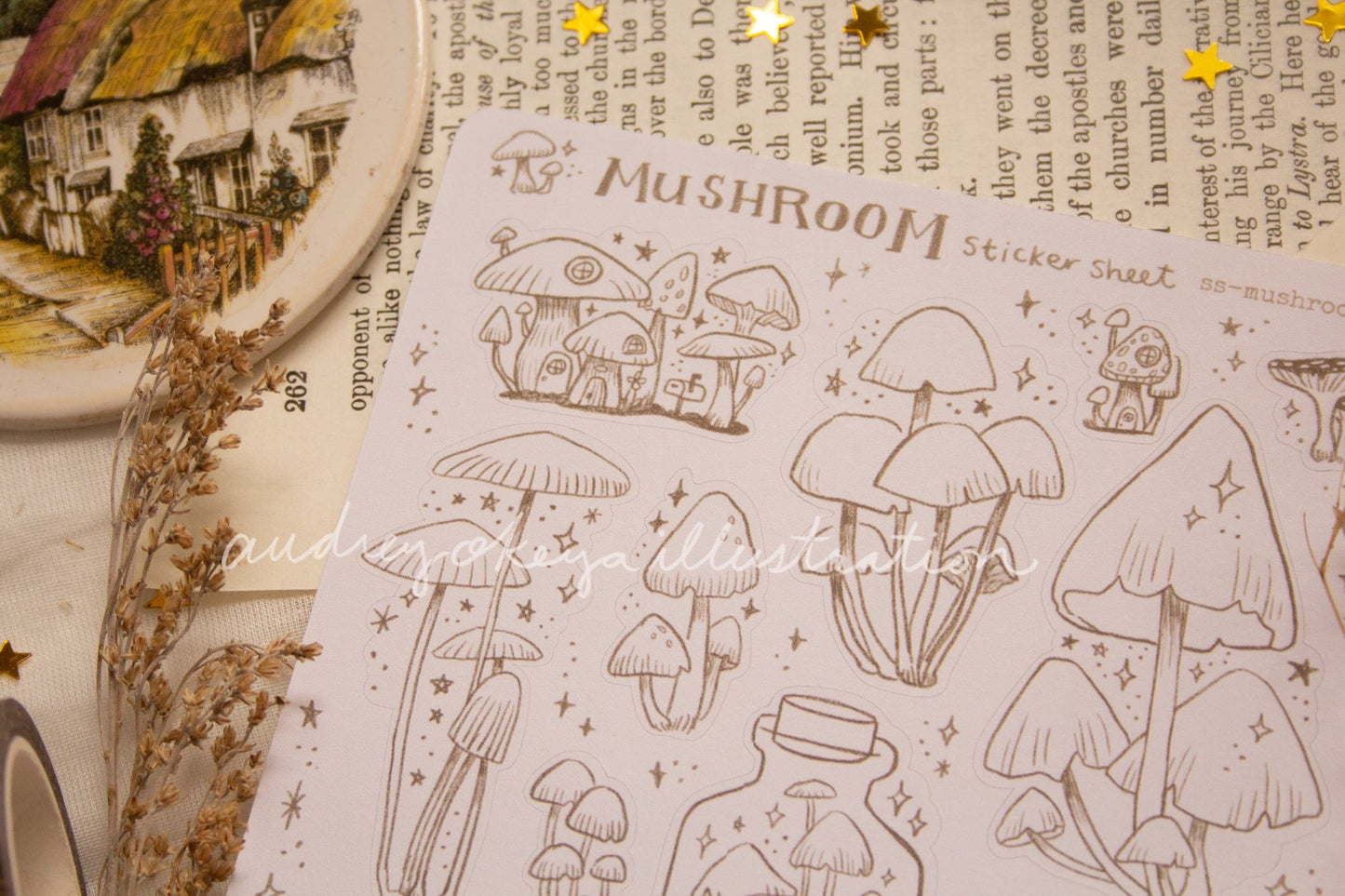 Mushroom Cottagecore Bullet Journaling Stickers & Washi Strips