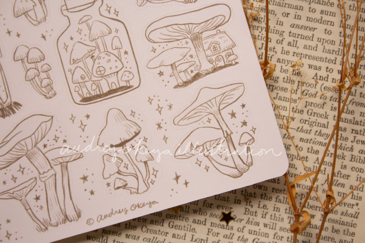 Mushroom Cottagecore Bullet Journaling Stickers & Washi Strips