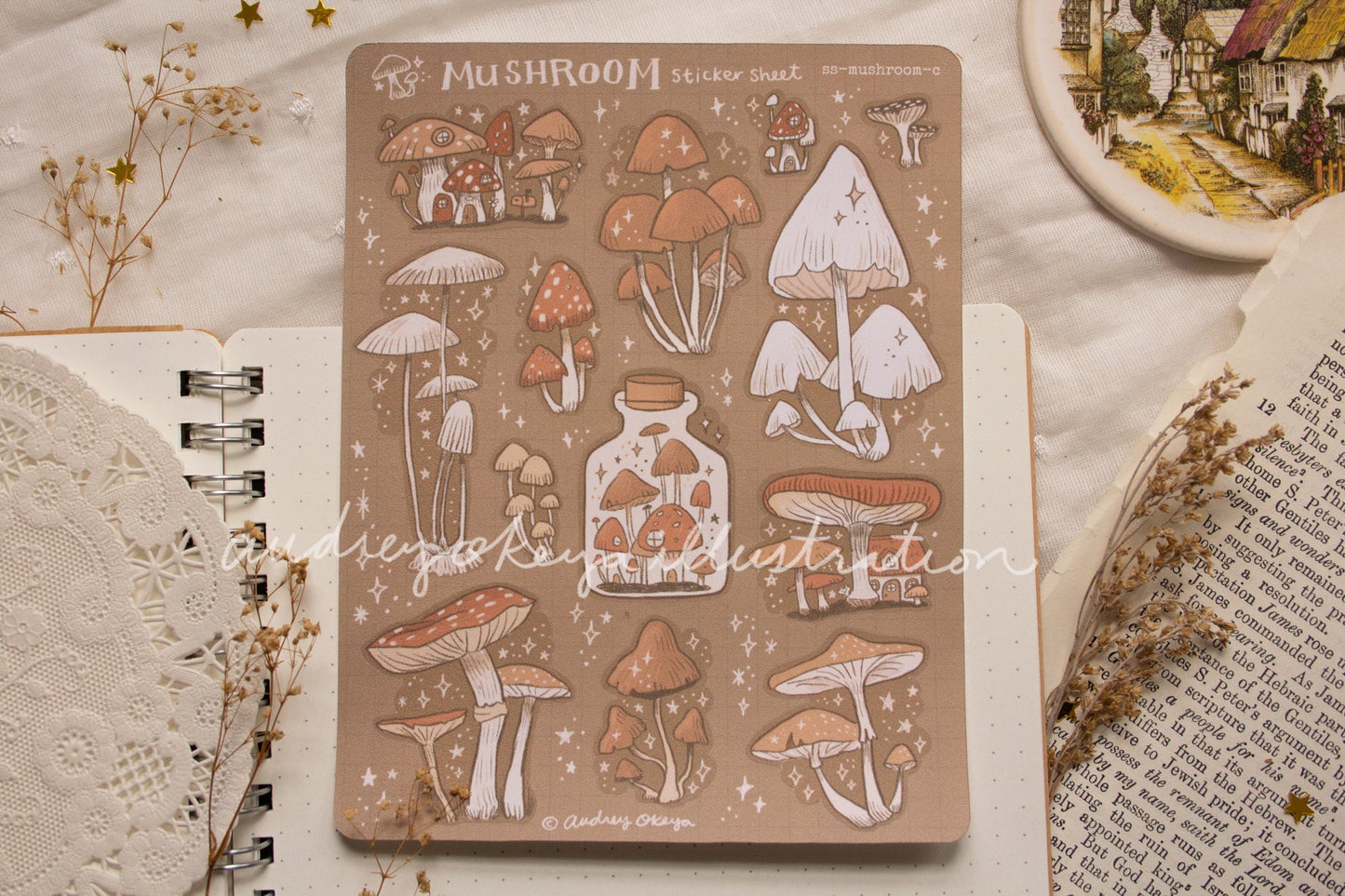 Mushroom Cottagecore Bullet Journaling Stickers & Washi Strips