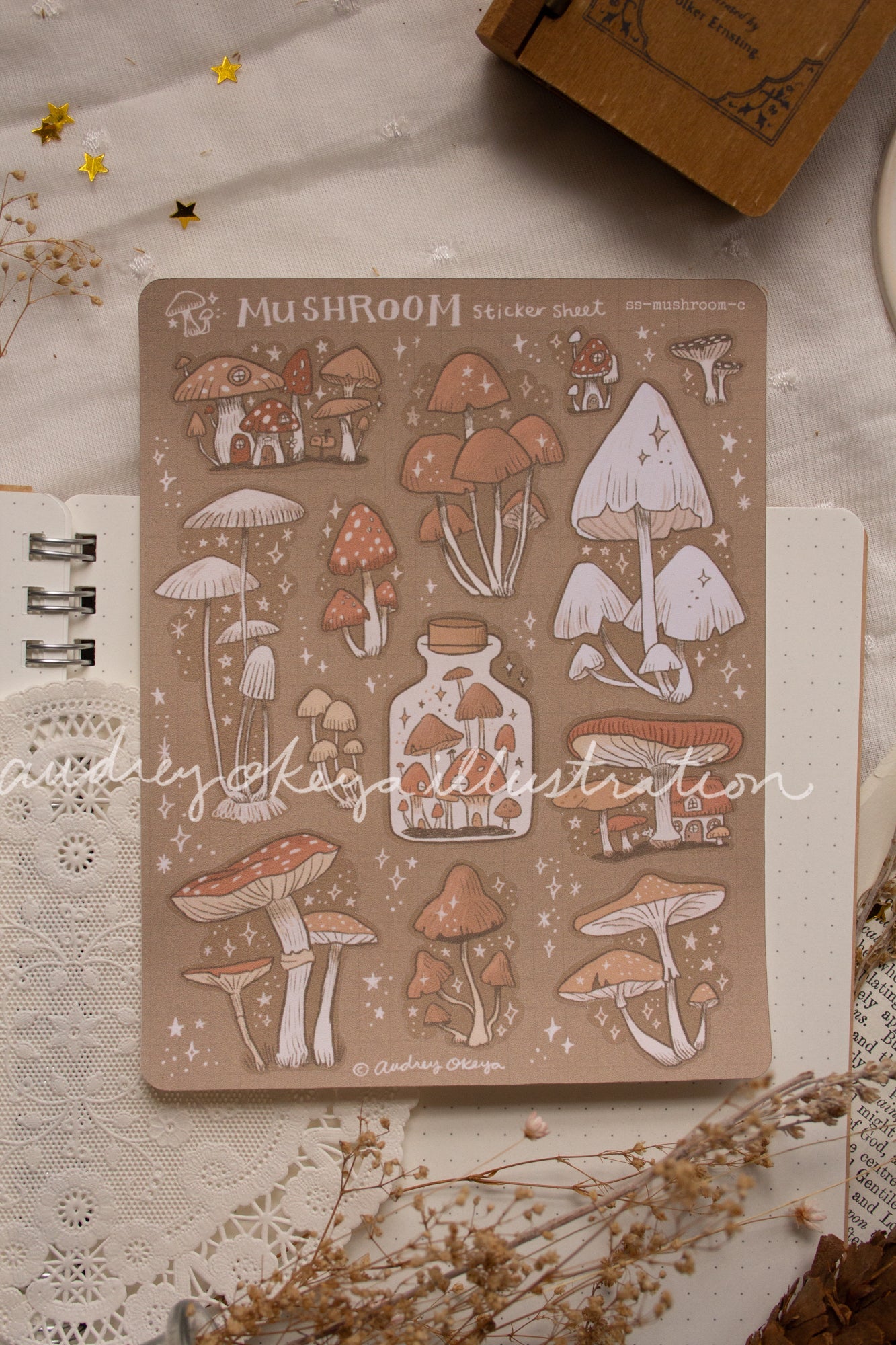 Mushroom Cottagecore Bullet Journaling Stickers & Washi Strips