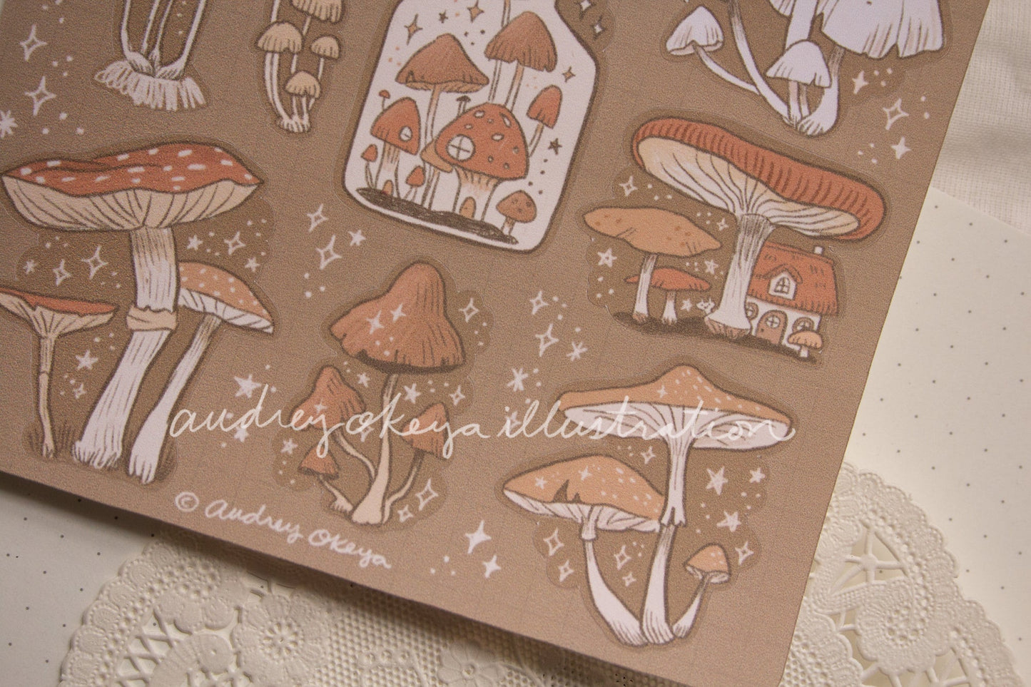 Mushroom Cottagecore Bullet Journaling Stickers & Washi Strips