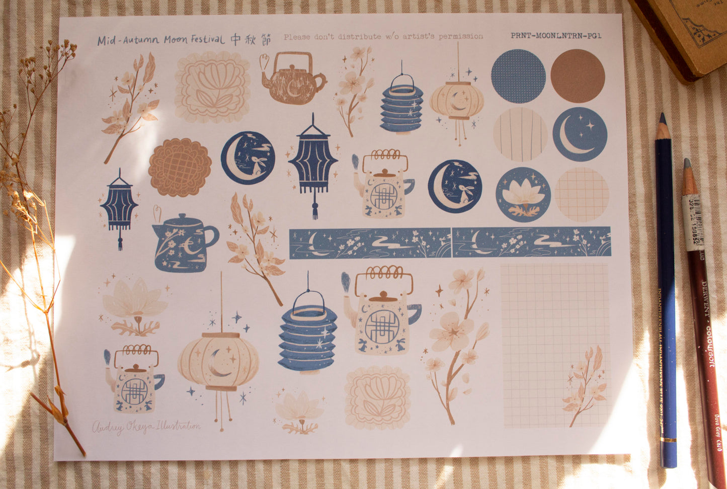 Mid Autumn Festival, Moon, & Lantern Festival Bullet Journaling Printable Sheet