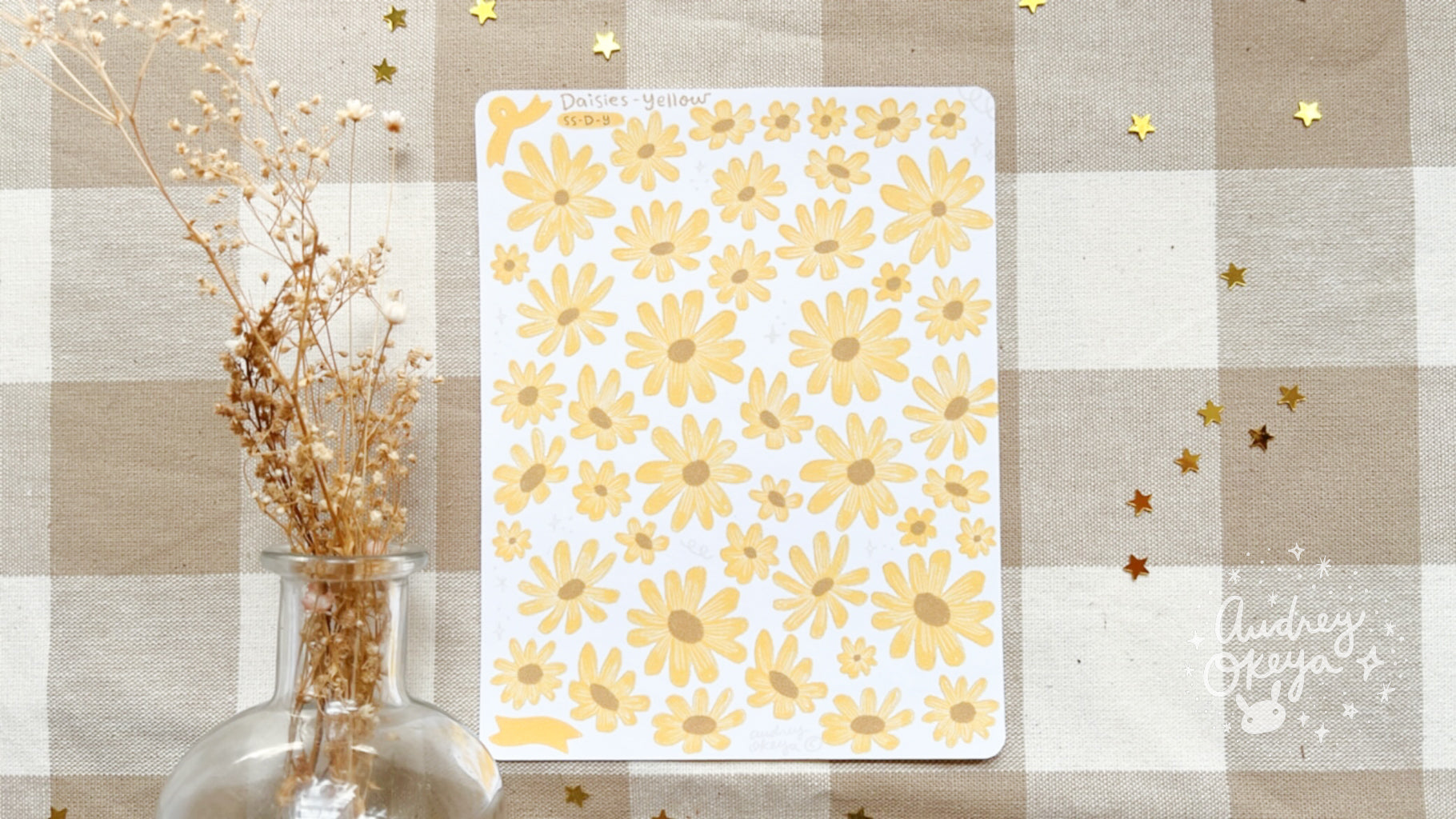 Die-cut Daisies Sticker Sheet in Yellow Color