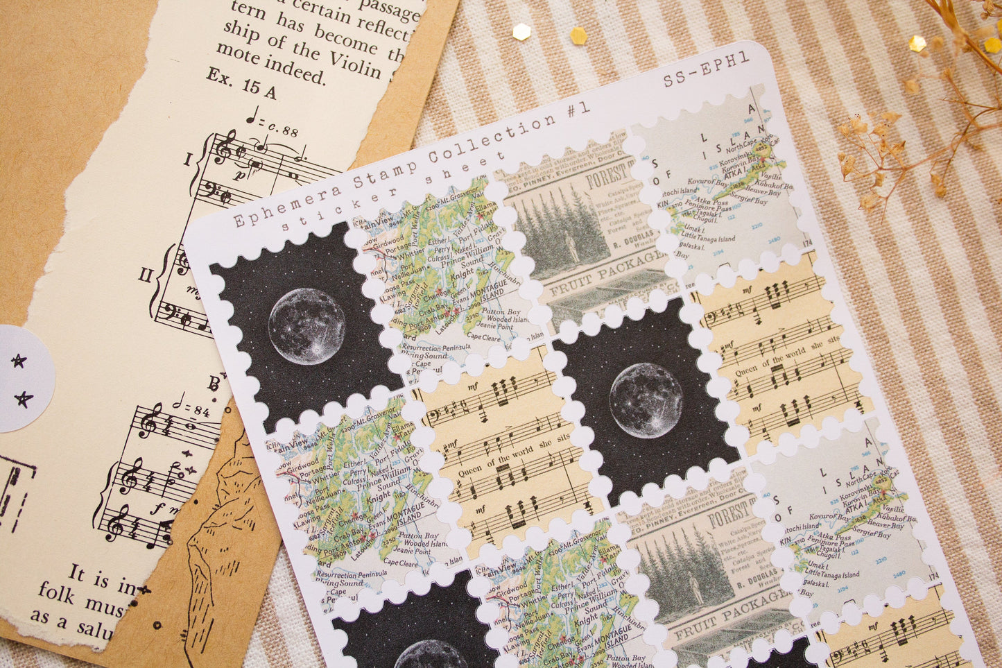 Ephemera Stamps & Maps Sticker Sheets