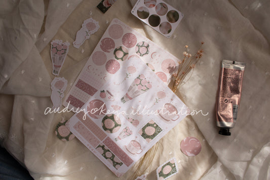 Dusty Rose Sticker Sheets & Washi / Circle Stickers - 2 Diff Kinds!