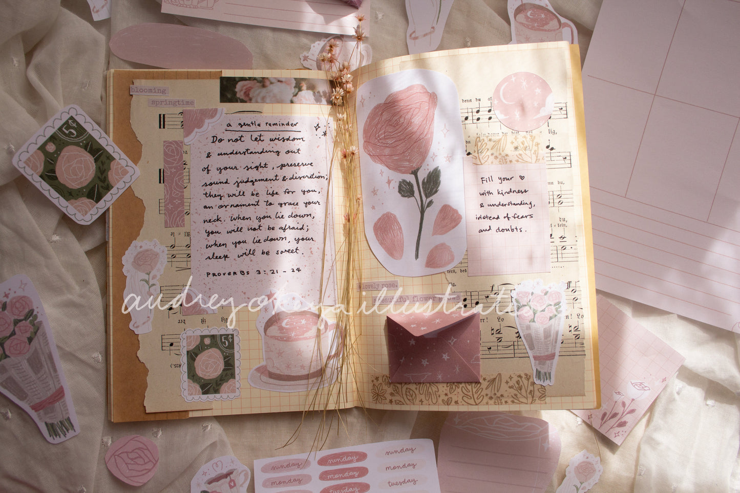 Dusty Rose Printable Pages | Stickers, Memos, Tiny Envelopes