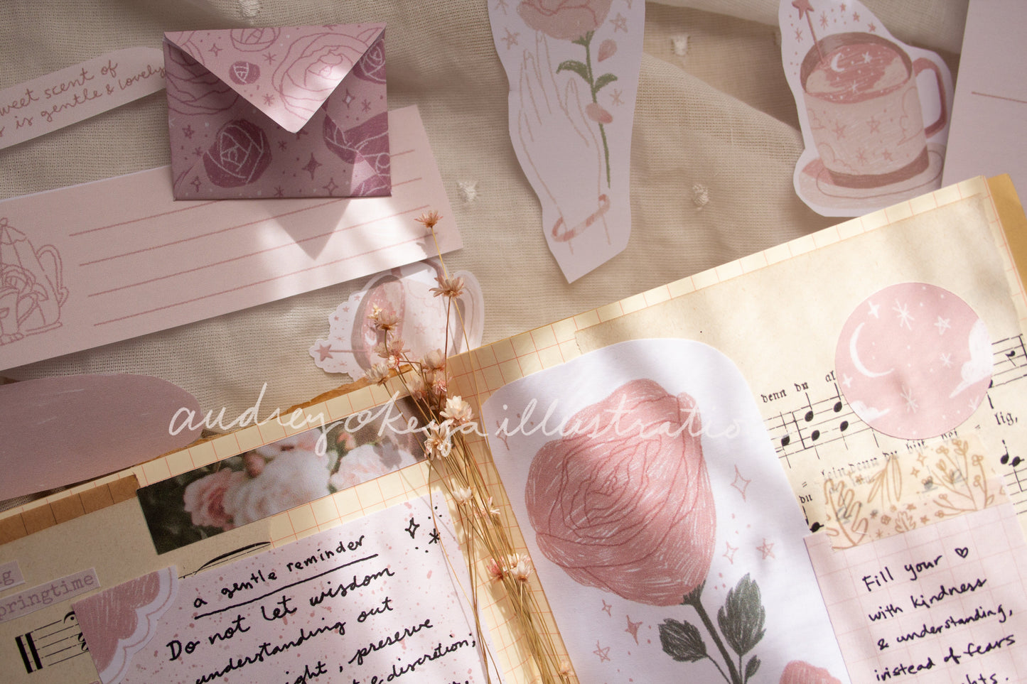 Dusty Rose Printable Pages | Stickers, Memos, Tiny Envelopes