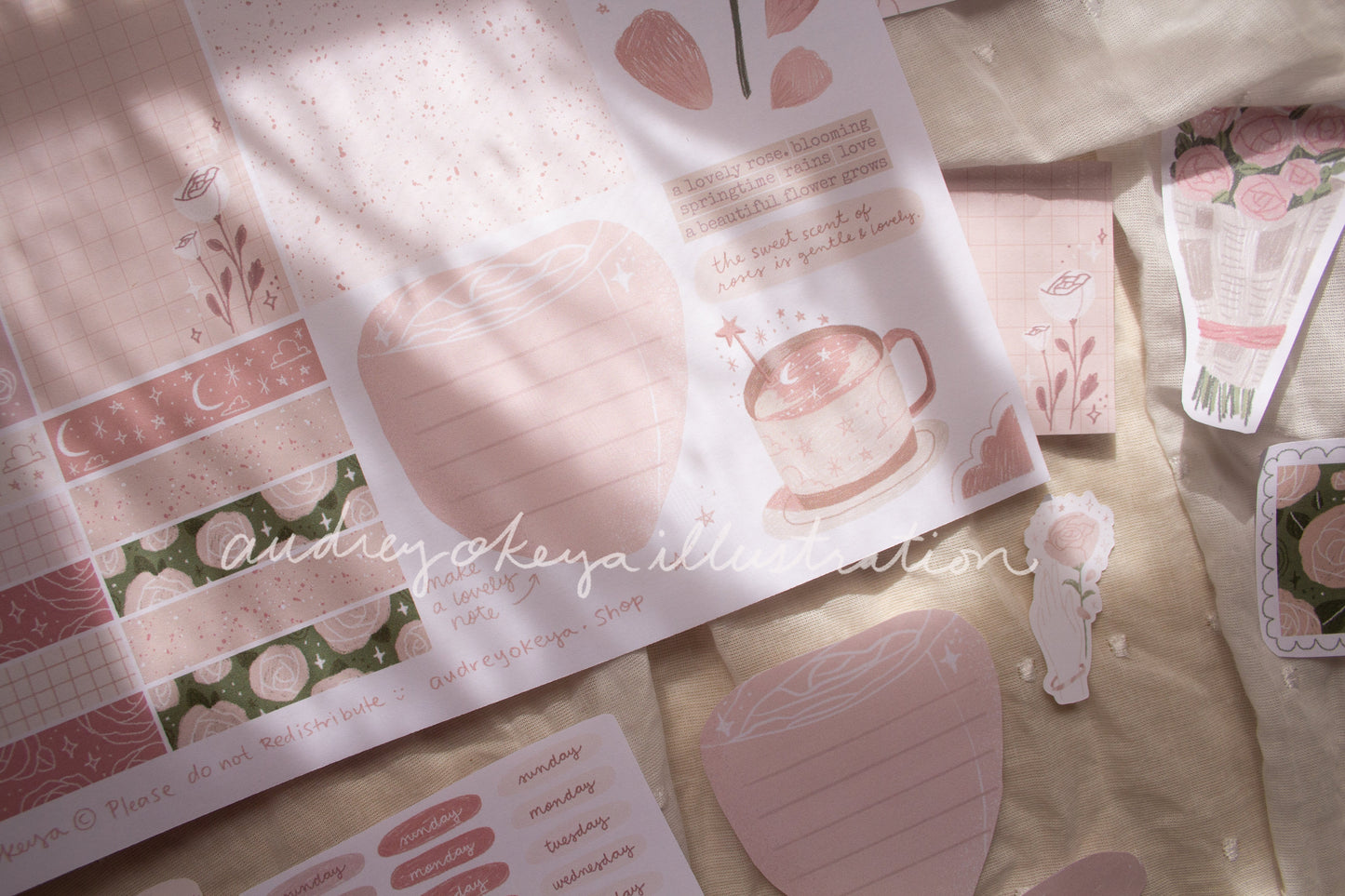 Dusty Rose Printable Pages | Stickers, Memos, Tiny Envelopes