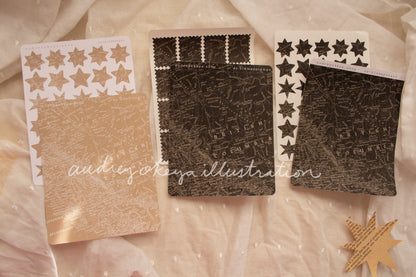 Aesthetic Kraft Stars | Map Stamps | Map stars Textures Sticker Sheets - 3 Diff Kinds!