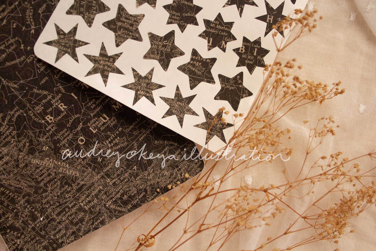 Aesthetic Kraft Stars | Map Stamps | Map stars Textures Sticker Sheets - 3 Diff Kinds!