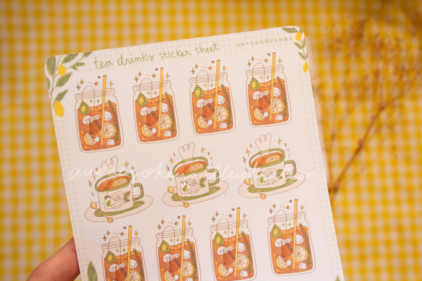 Tea Drinks Lemon Sticker Sheets| Yellow Green Washi Strips Sticker Sheets - 2 Diff Kinds!