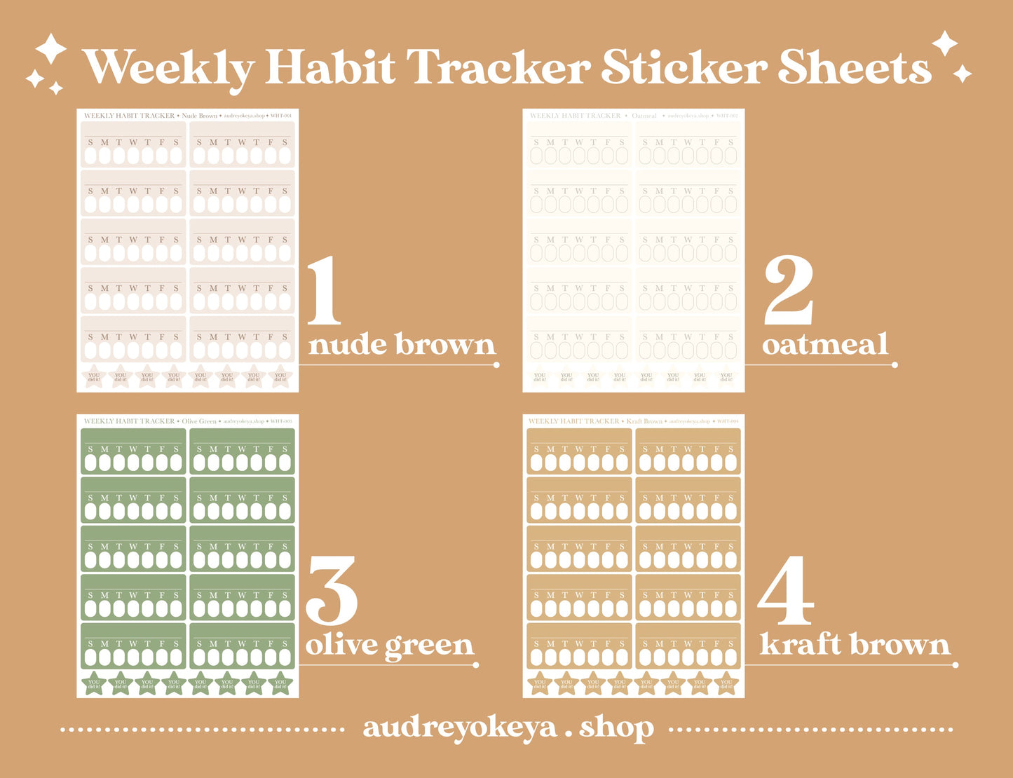 Weekly Habit Tracker Sticker Sheets | 13 Different Colors