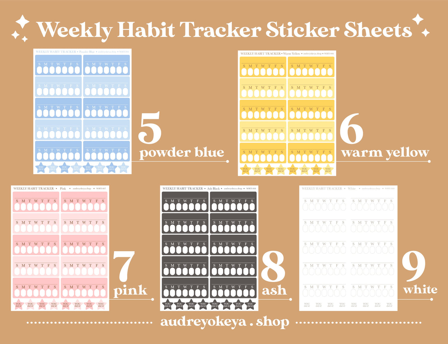 Weekly Habit Tracker Sticker Sheets | 13 Different Colors