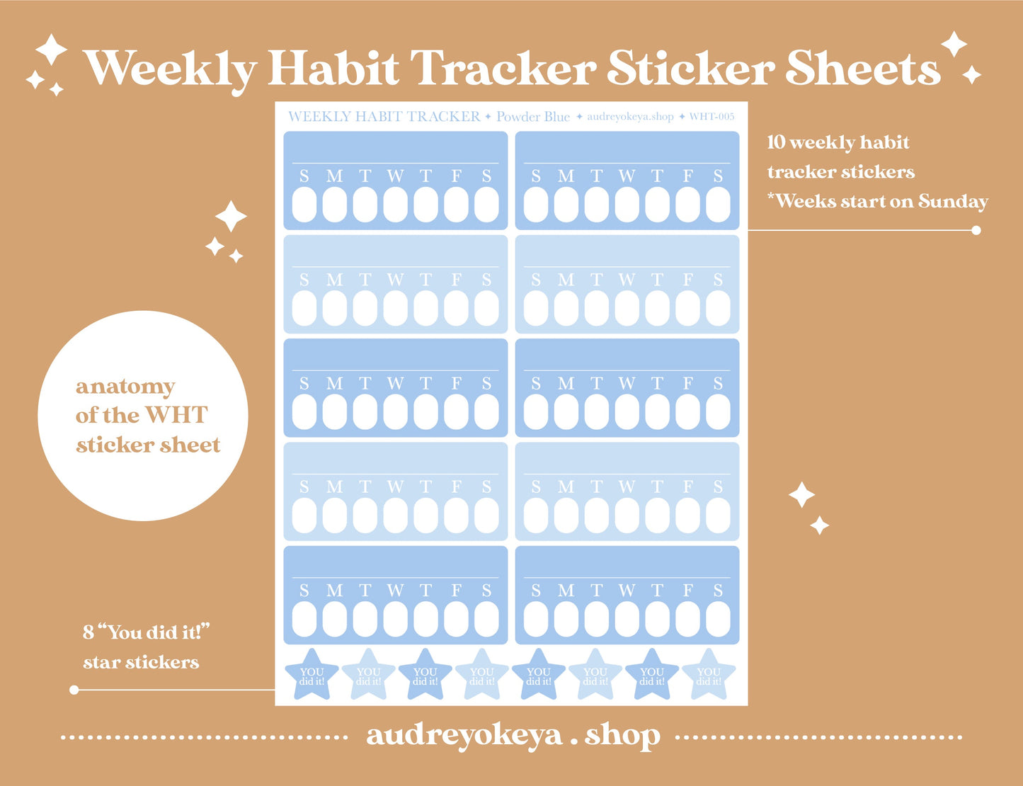 Weekly Habit Tracker Sticker Sheets | 13 Different Colors