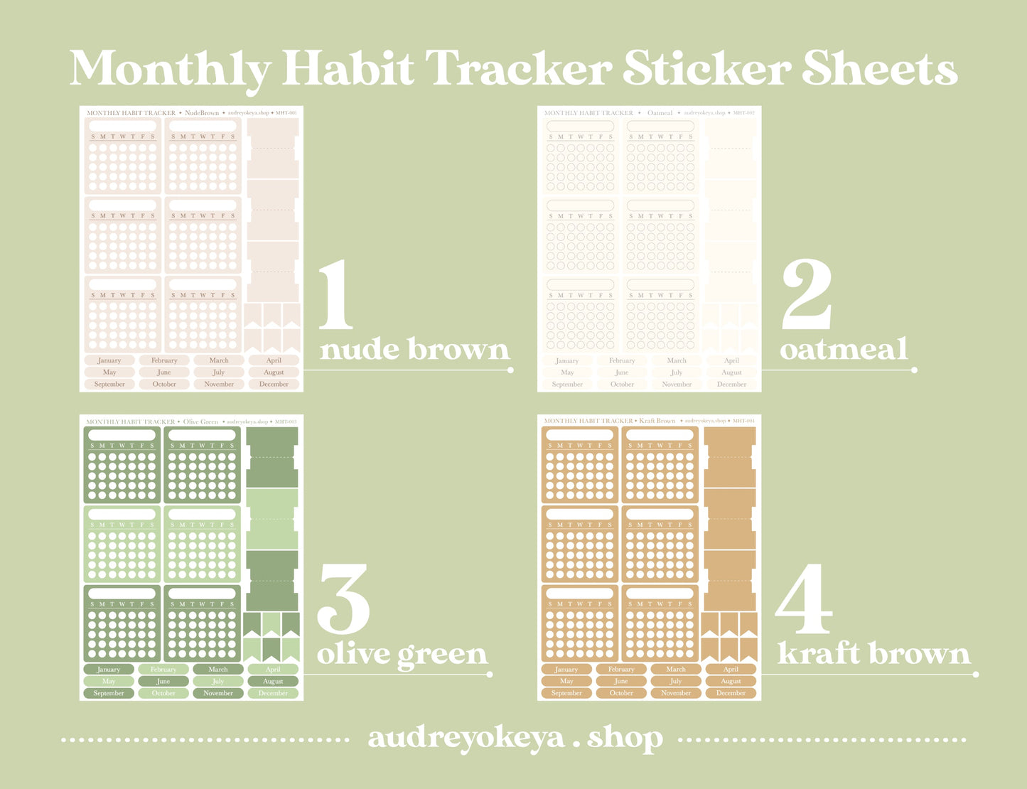 Monthly Habit Tracker Sticker Sheets | 13 Different Colors