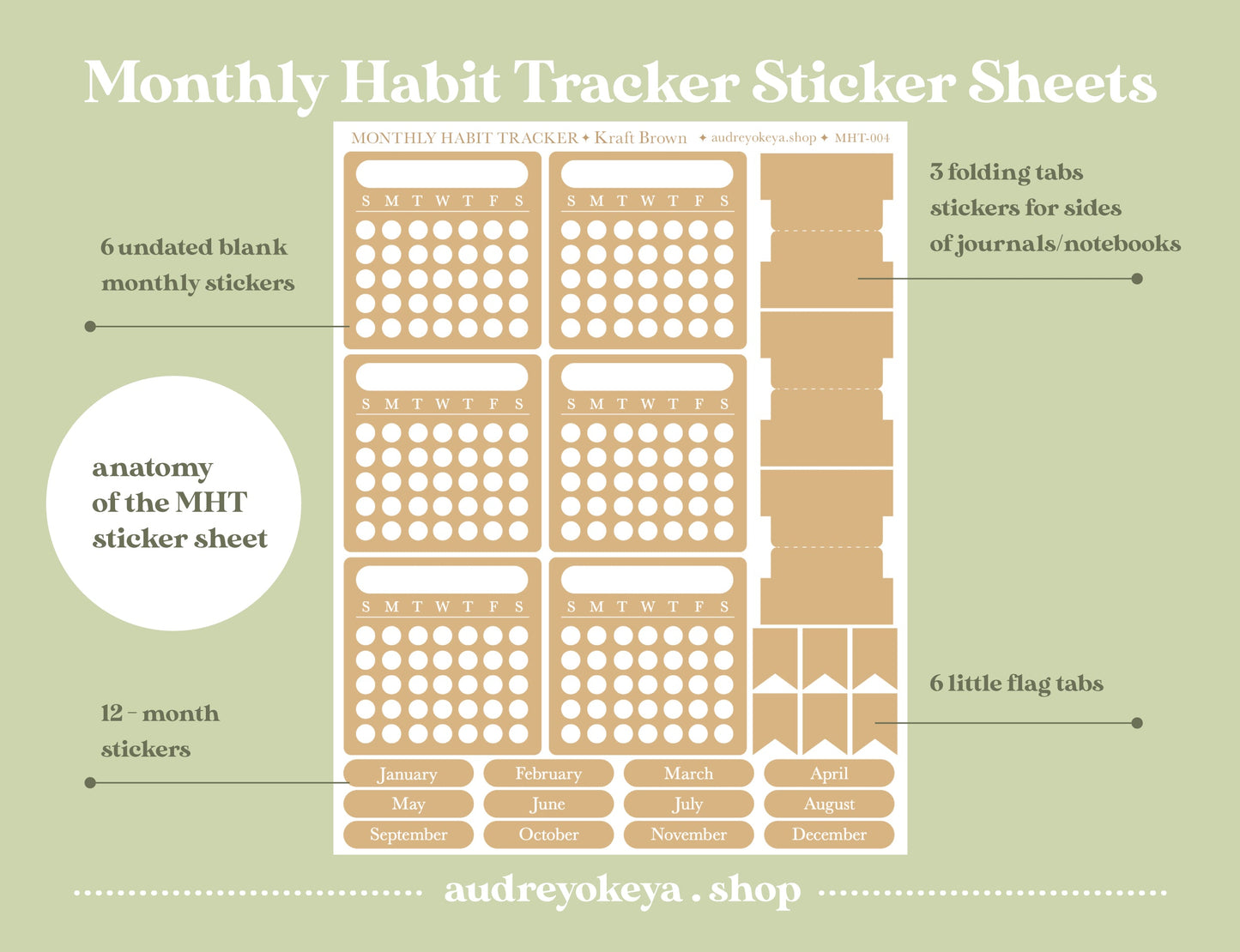 Monthly Habit Tracker Sticker Sheets | 13 Different Colors