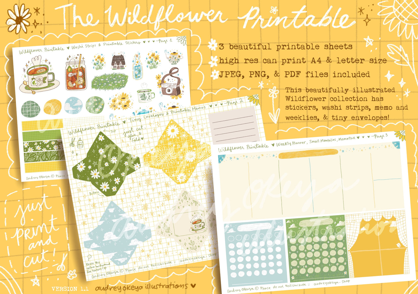 Wildflower Dreams Printable Pages | Stickers, Memos, Tiny Envelopes