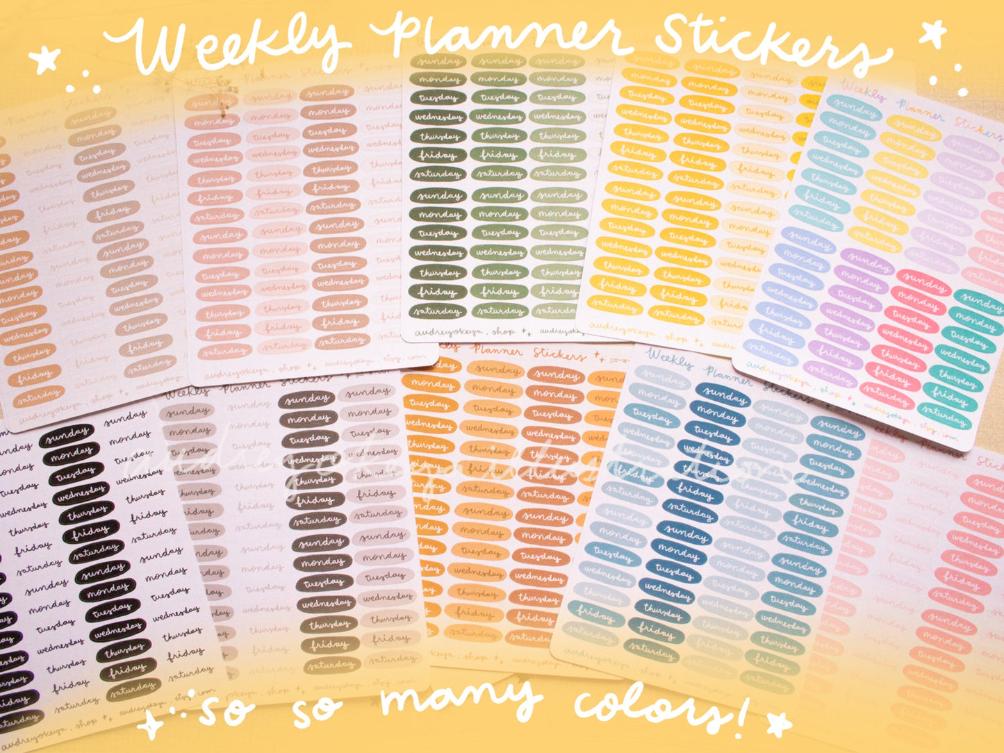 Planner Weekly Sticker Sheets - 10 Diff Kinds!