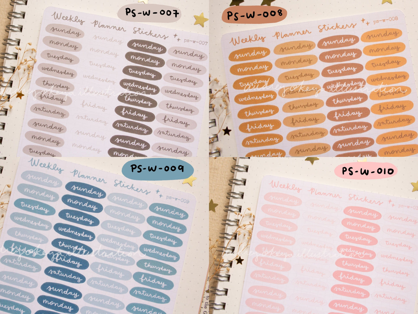 Planner Weekly Sticker Sheets - 10 Diff Kinds!