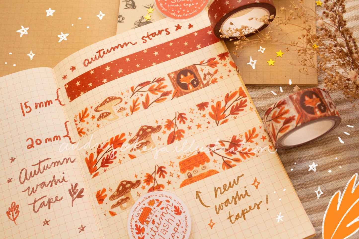 Autumn Collection Washi Tapes 5 Different Designs