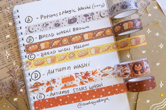 Autumn Collection Washi Tapes 5 Different Designs