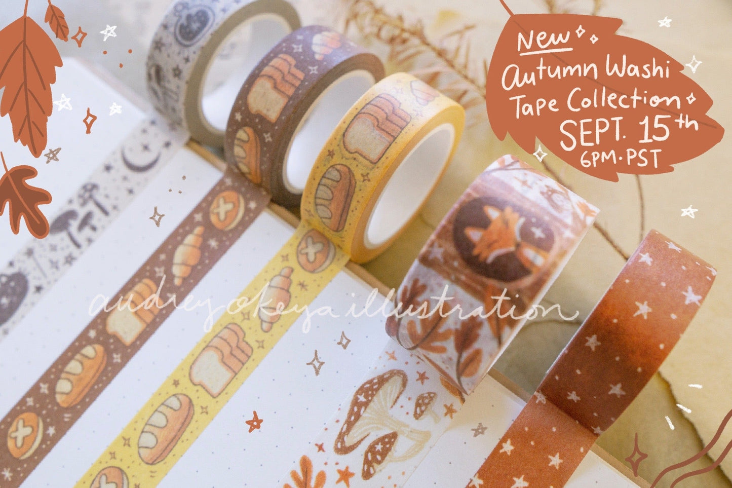 Autumn Collection Washi Tapes 5 Different Designs