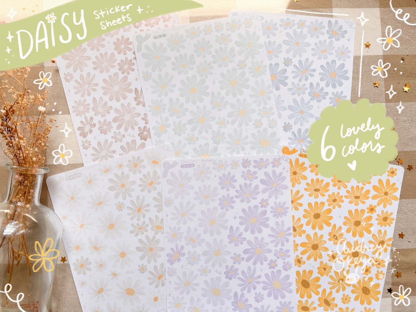 Daisies Sticker Sheets | 6 Different Colors