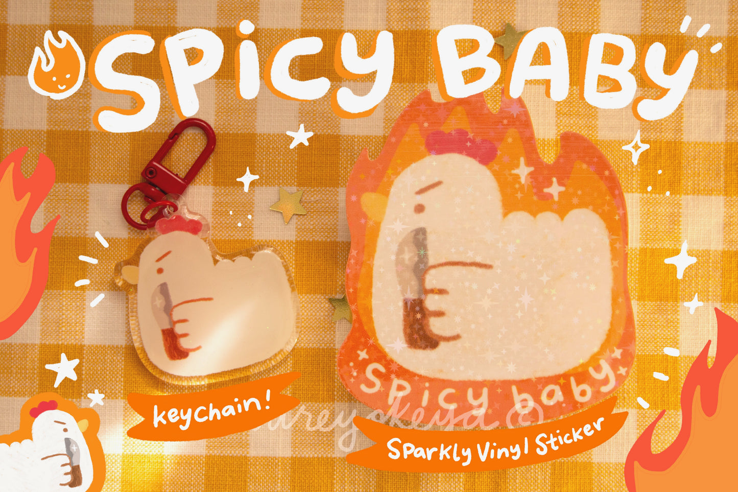 Spicy Baby Chicken Keychain & Sticker