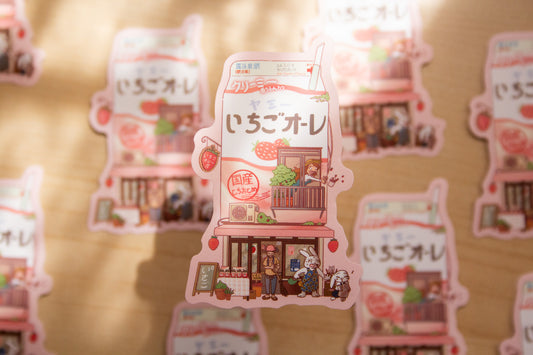 Strawberry Milk Waterproof Vinyl Sticker