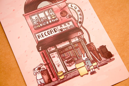 Springtime Record Store Art Print