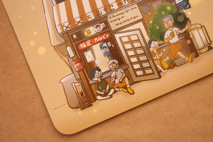 Father and Son Ice Coffee Cafe Art Print