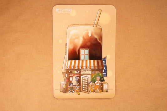 Father and Son Ice Coffee Cafe Art Print