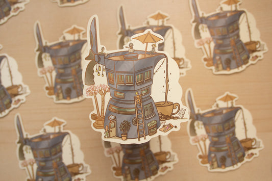 Coffee Hot Spring Waterproof Vinyl Sticker