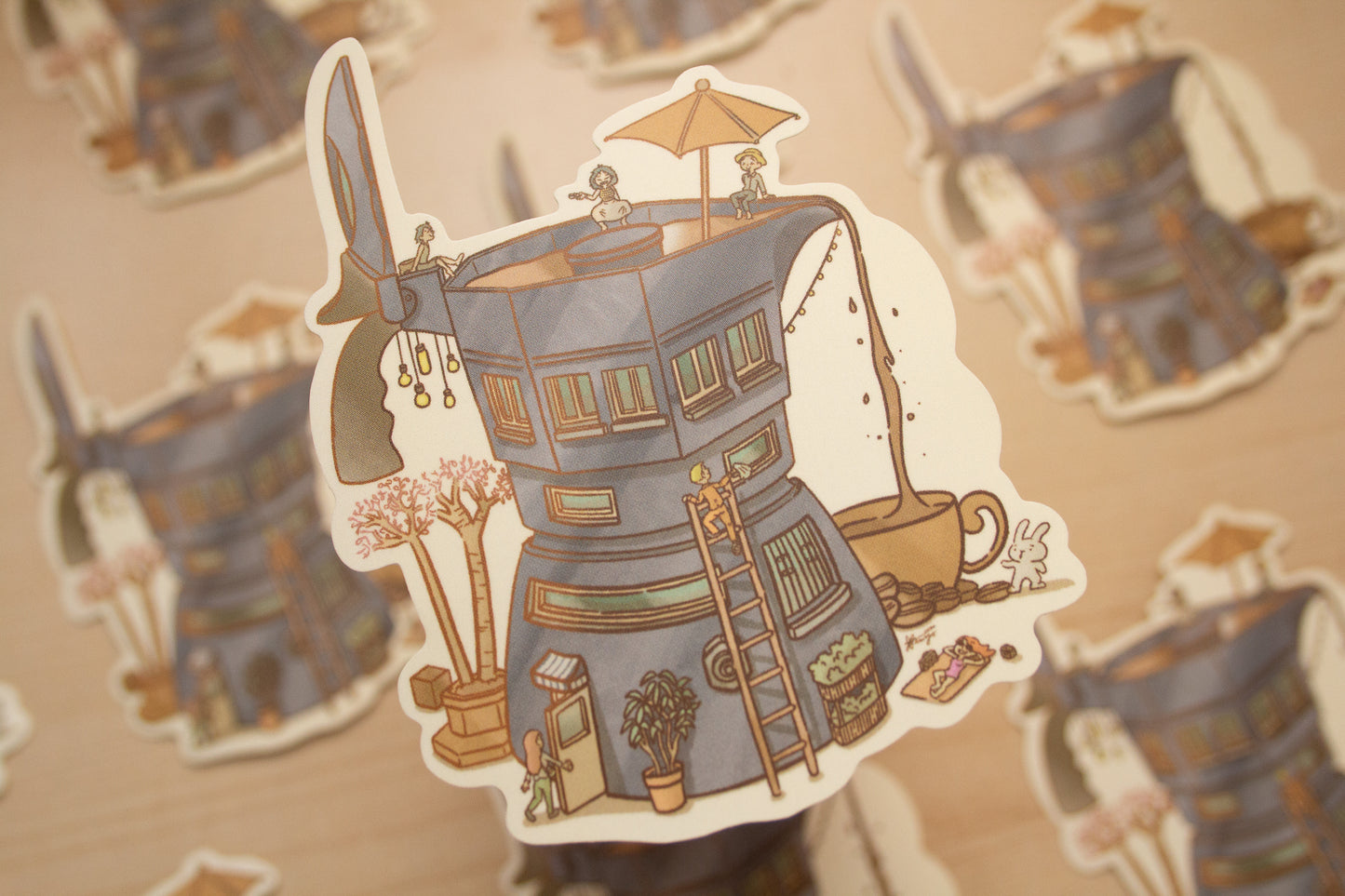 Coffee Hot Spring Waterproof Vinyl Sticker