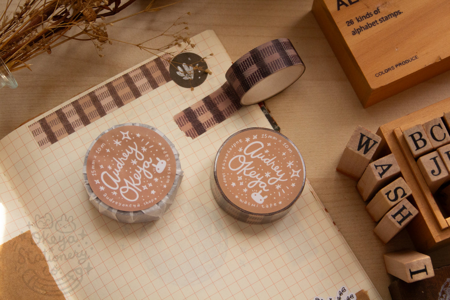 Coffee Gingham Washi Tape