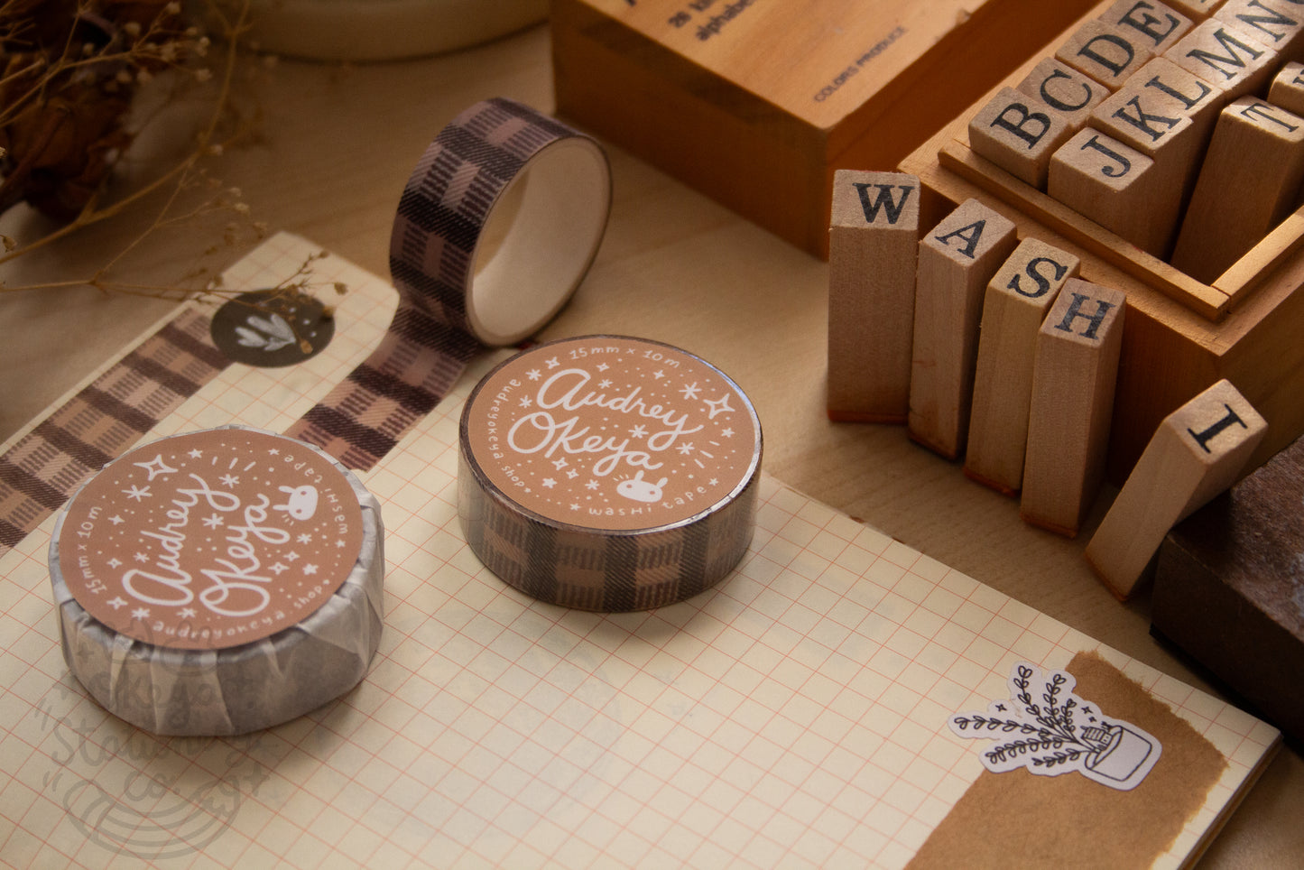 Coffee Gingham Washi Tape