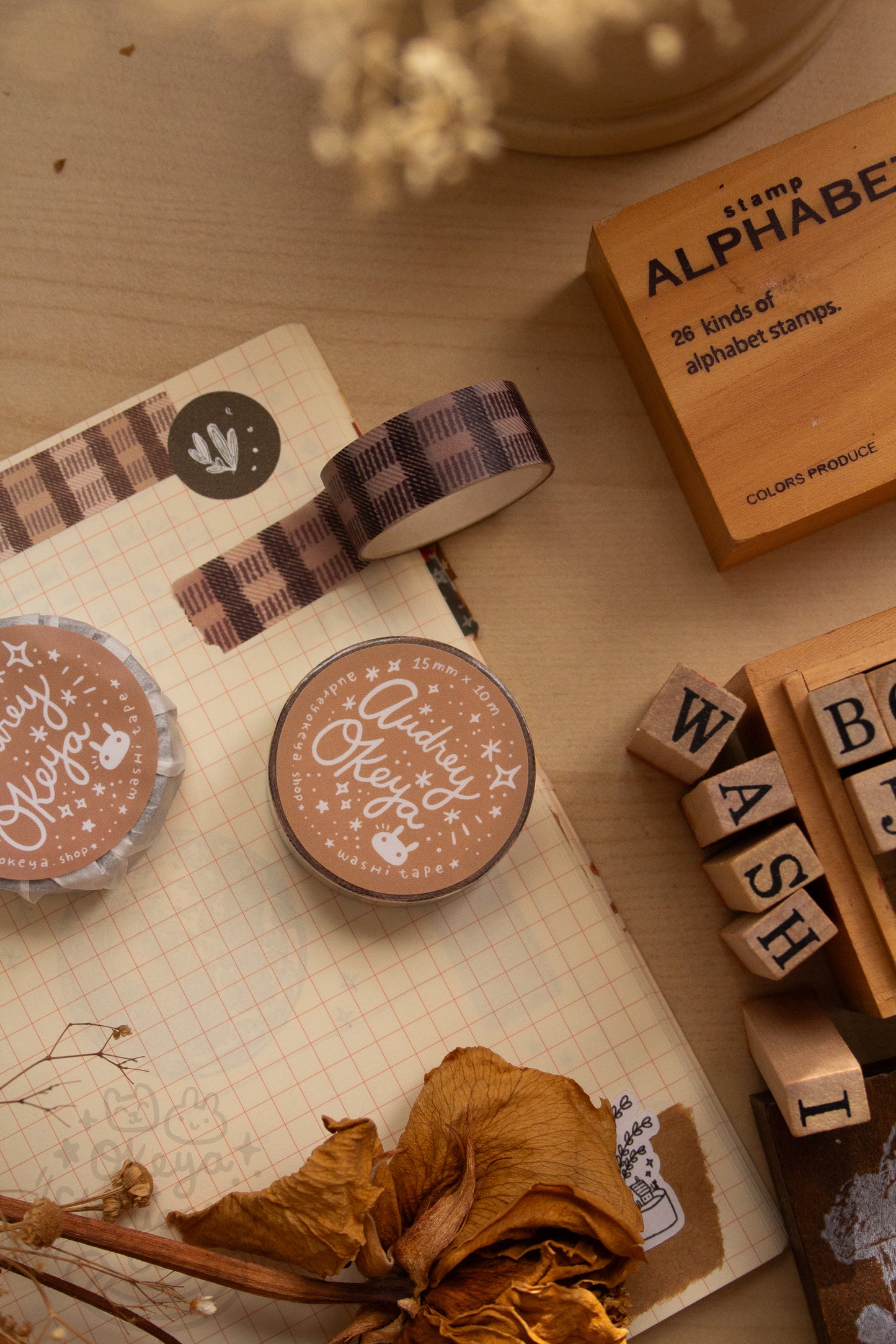 Coffee Gingham Washi Tape