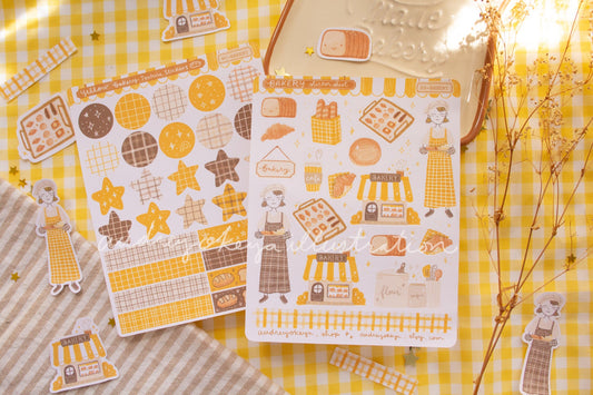 Bakery Sticker Sheets | Yellow Circles Washi & Stars Sticker Sheet - 2 Diff Kinds!